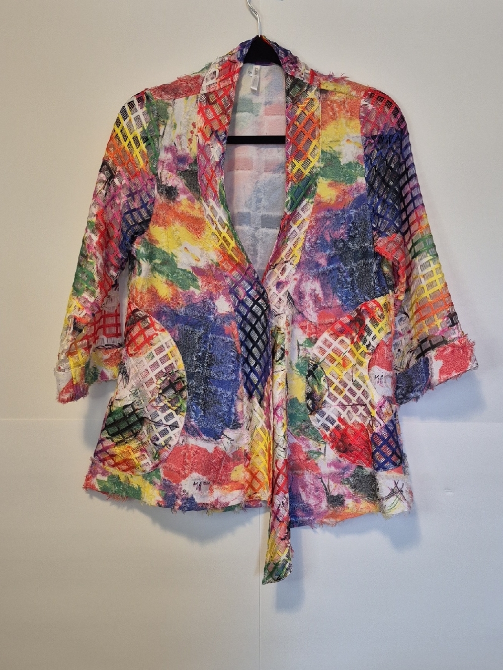 Multi Color 3/4 Sleeve Lightweight Jacket - S